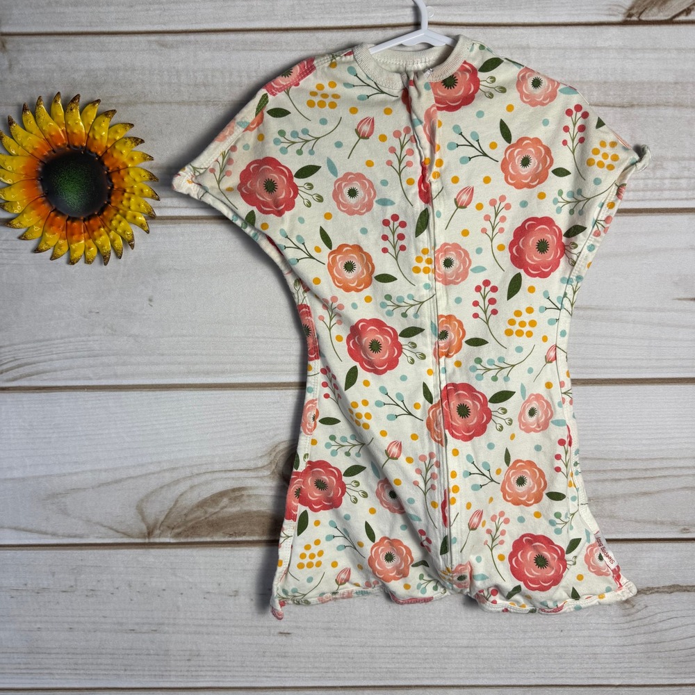 Baby Floral Sleep Sack Swaddle - Cream with Pink & Coral Flowers